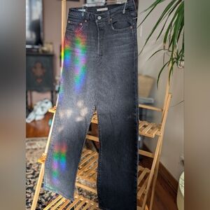 Levi Women's Black Jeans - Ribcage Straigt Leg